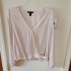 Forever 21 Women's Wrap-Front Blouse Cream Champagne Size L